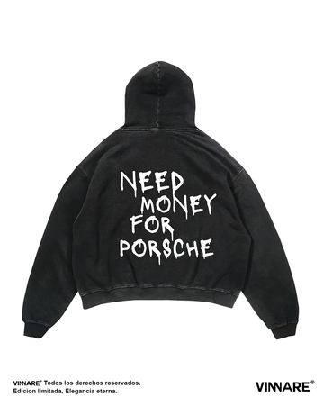 HOODIE NEGRO WASHED PORSCHE