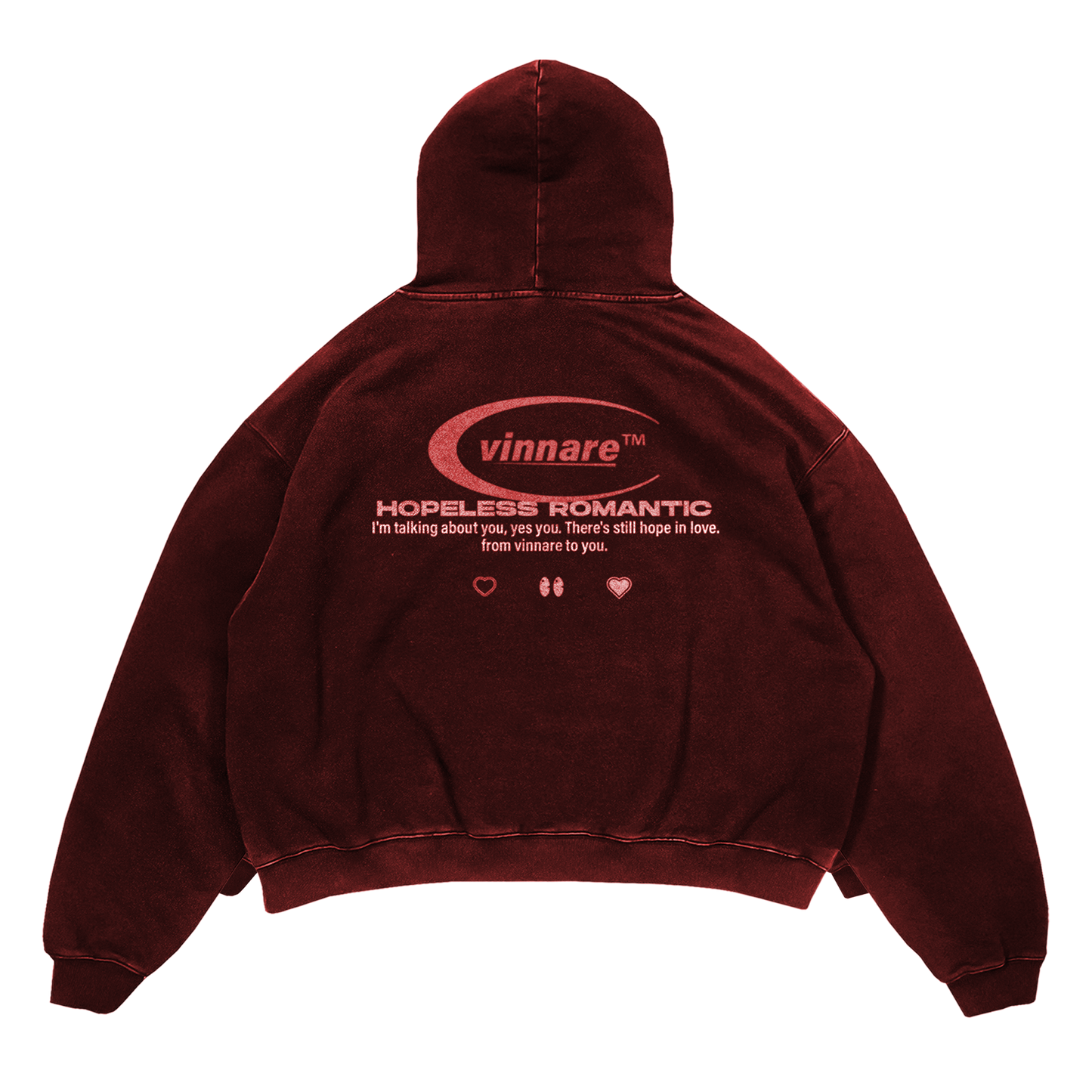 HOPELESS ROMANTIC HOODIE (ROJO LAVADO)