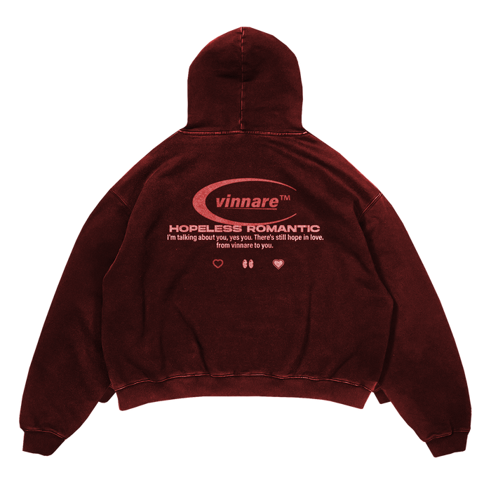 HOPELESS ROMANTIC HOODIE (ROJO LAVADO)