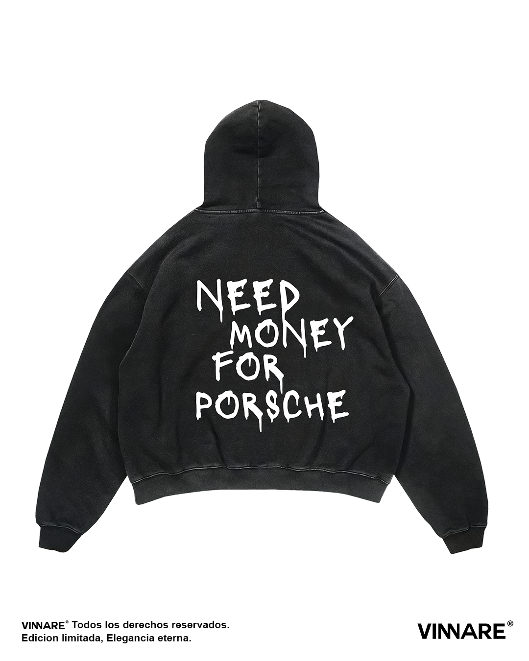 HOODIE NEGRO WASHED PORSCHE