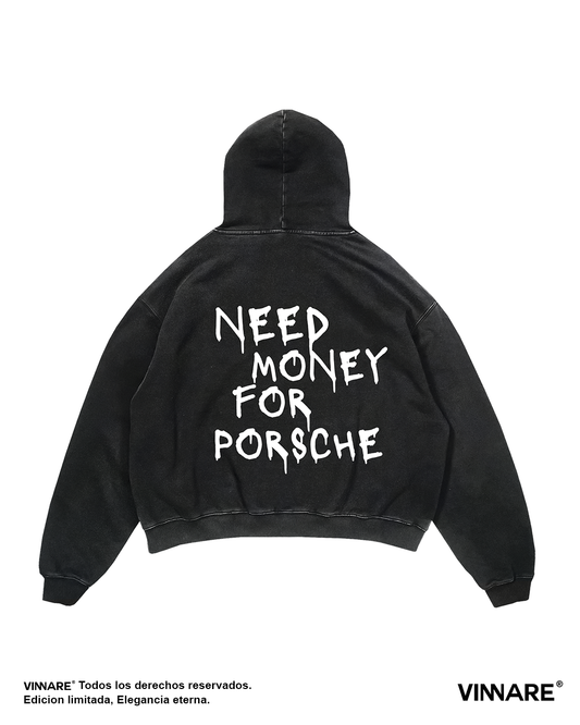 HOODIE NEGRO WASHED PORSCHE