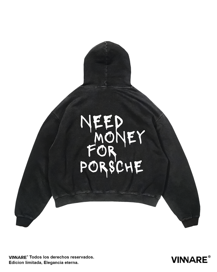 HOODIE NEGRO WASHED PORSCHE