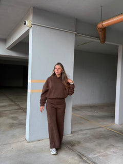 Conjunto deportivo Dama/ Pantalon wide leg MARRON
